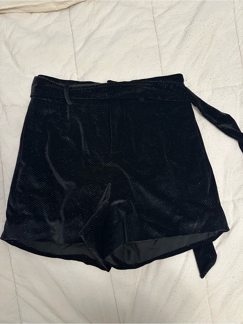 Black Sparkly Velvet Women’s Shorts